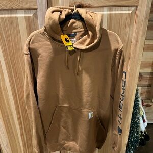 Carhartt Midweight Brown Pullover Hoodie with Sleeve Logo